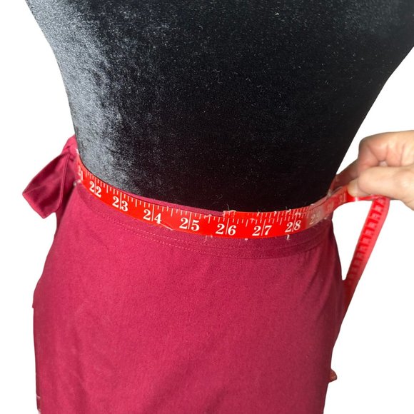 Quahog Hollow Skirt Womens XS Maroon Berry Midi Aline Wrap Tourist Sketch - Picture 8 of 11